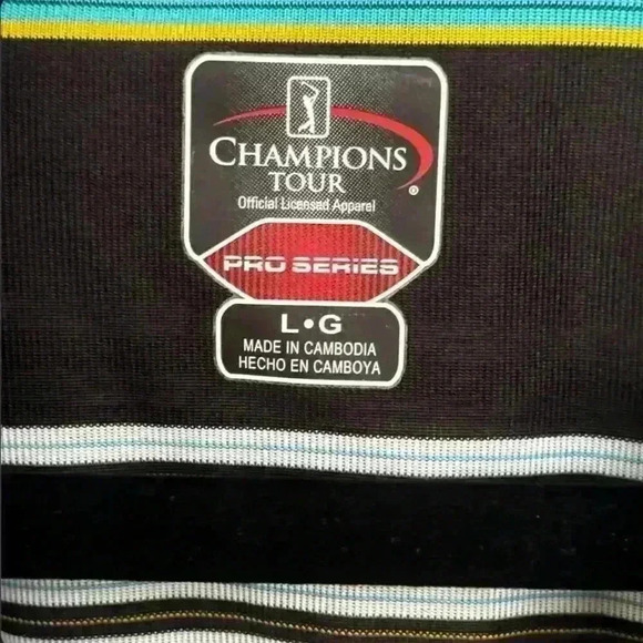 PGA Champions Tour Men's Striped Polo Shirt Multicolor Size Large - Picture 4 of 7